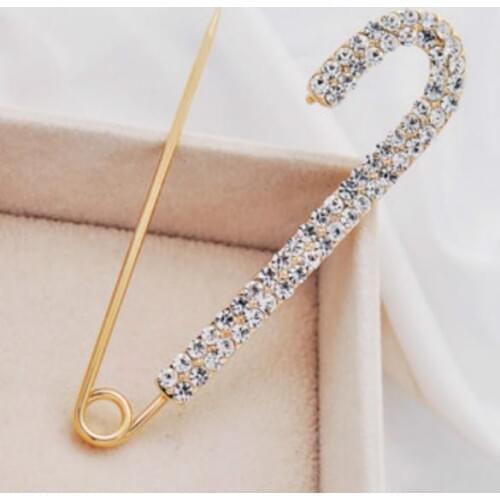 Brooches Large Safety Pin Up Jewelry For Women Suit Hats Clips Girl Alloy Crystal Rhinestones Brooch Pins Fashion Jewelry Gift