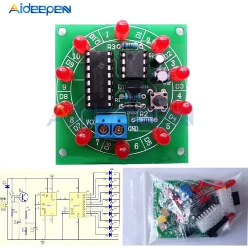 DC 3-5V Lucky Rotary Suite Electronic Suite CD4017 NE555 Self DIY LED Light Kit Production Parts And Components For Learning Kit