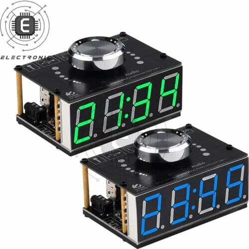 HIFI 50W*2 Stereo Digital Power Amplifier Board Module With WIFI Timing Clock W50L Blue/Green Digital Tube Bluetooth-compatible