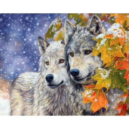 Wolf love sweetheart Animal DIY Digital Painting By Numbers Modern Wall Art Canvas Painting Unique Gift Home Decor 40x50cm