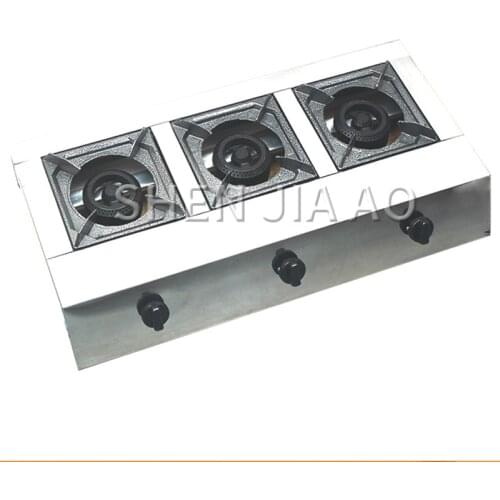 Commercial liquefied gas multi-head stove gas stove Stainless steel three-hole honeycomb furnace Desktop gas stove