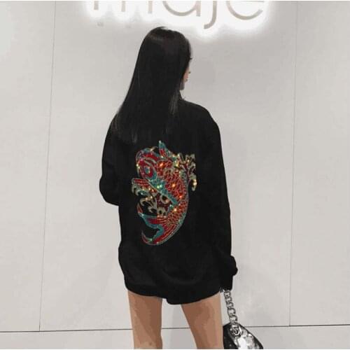 Cool Autumn Hot drill Sweatshirt Women Clothes Winter Diamond stone Hoodies Long Sleeve Pullover Oversized Hoodie Females