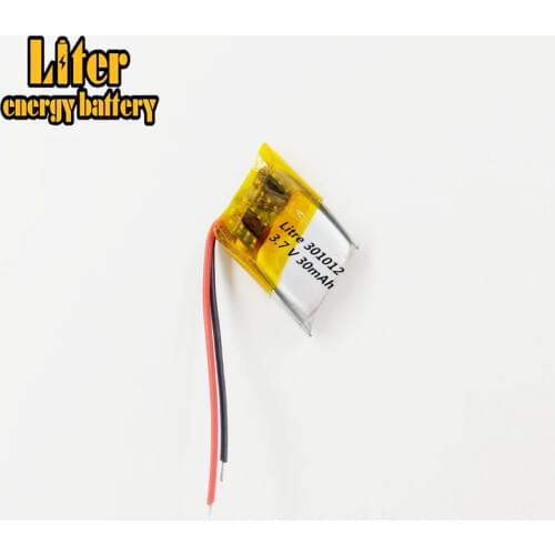 3.7V 30mAh Lithium Polymer Li-ion Rechargeable Battery lipo battery For Mp3 Mp4 PAD DVD DIY bluetooth headephone 301012