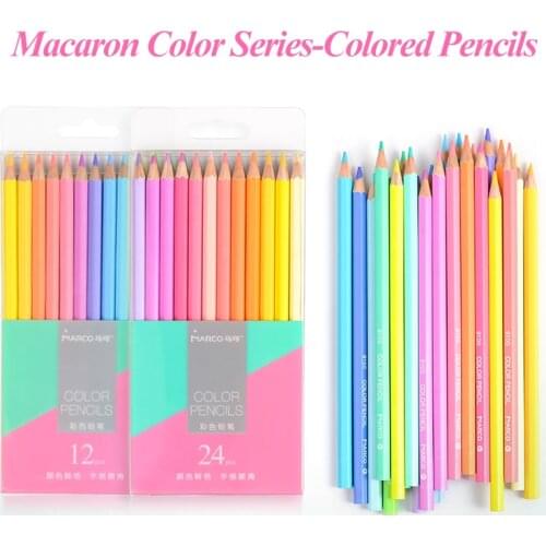 Marco 12/24 Colors Pencils Painting Pencil Non-toxic Color Pencil for School kids 9100 Macaron Series