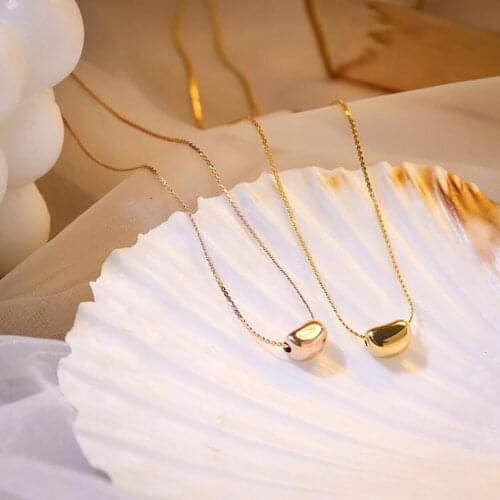 Stainless Steel Minimalism Rose Gold Ins Cute Bead Round Pendant Necklace Jewelry Gift For Him