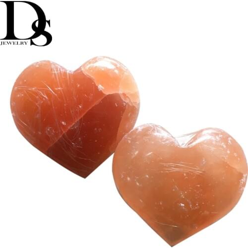 Natural Orange Selenite Heart Crystal Love Quartz Furniture Chatoyancy Satin Spar Healing Palm Stones Fraueneis Mineral Specimen
