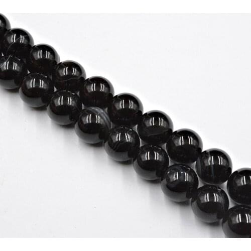 Natural Stone Black Banded Stripe Onyx Agates Beads 4-12mm Loose Beads for Jewelry Making Charm Accessories DIY Free Shipping