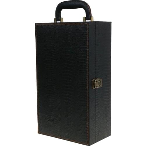 2021 New Wine Bottle Box Leather Luxury Bag 2 Red Wine Champagne Tote Carrier Handle Travel Case Organizer Gift