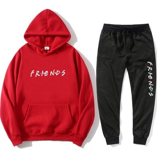 2020 new popular friends letter print Hoodie + sports pants autumn mens street leisure fashion Hoodie track and field jogging S
