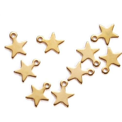 20pc/lot 9x10mm Charms 316 Stainless Steel Five-pointed Star Cute Necklace Pendant Charms Diy Jewelry Making Bracelet Earrings