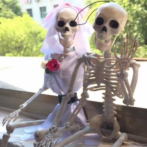 Hanging Active Human Skeleton Model Groom Bride Body Bone for Medical Anatomy Learning Drawing Halloween Party Skull Decoration