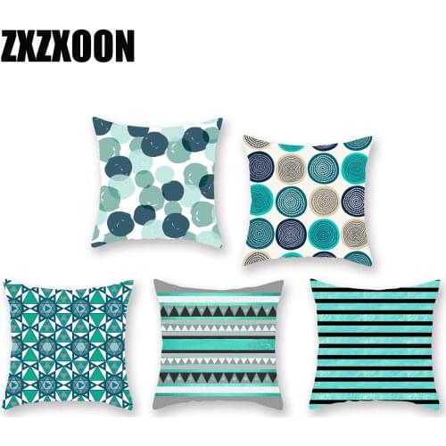 Simple Green Geometric Wave Stripe Polyester Throw Pillows Case Cover Cojines Decorativos Para Sofa Cushion Cover 45x45cm