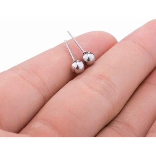 SMJEL Korean Style Ball shaped Stainless Steel Stud Earrings for Girls and Women Simple Student Tiny Earrings Jewelry