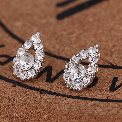 Waterdrop Stud Earrings for Women Crystal Earring Fashion Jewelry Brincos Bijoux Christmas Day Gift 2018
