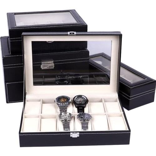 2/3/6/10/12 Bit PU High-grade Leather Watch Box Household Jewelry Storage with Lock Delicate Storage Box Store Dustproof Display