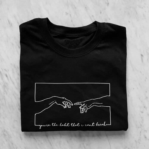 Creation god adam hand religion women fashion unisex pure cotton casual young hipster tees vintage party t shirt Christian tops