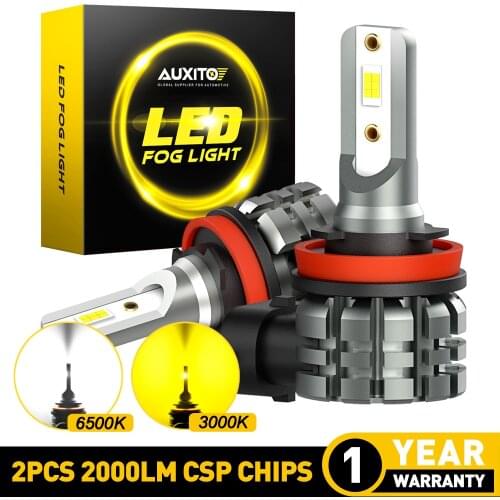 AUXITO 2x Canbus No Error H11 H8 LED Yellow White H16JP H10 LED Fog Lights Bulb Car Driving Lamp for BMW Toyota Skoda Ford Lada