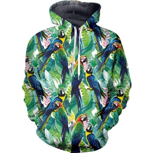 LCFA brand animal Leaf parrot 3D Print Plus size Polyester Sweatshirt Men Harajuku green Hoodie Hip Hop Hooded Hoodies dropship