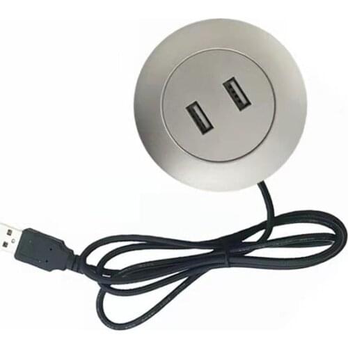 Input 5v2a 1.5m long round silver dual USB charging socket furniture accessories sofa desk charger
