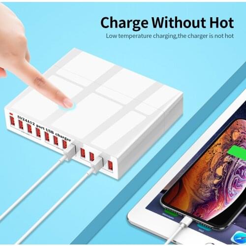 X6 12 Port USB Charger 5V24A High-power Quick Charging Intelligent Charger for Mobile Phone/Tablet USB Charger