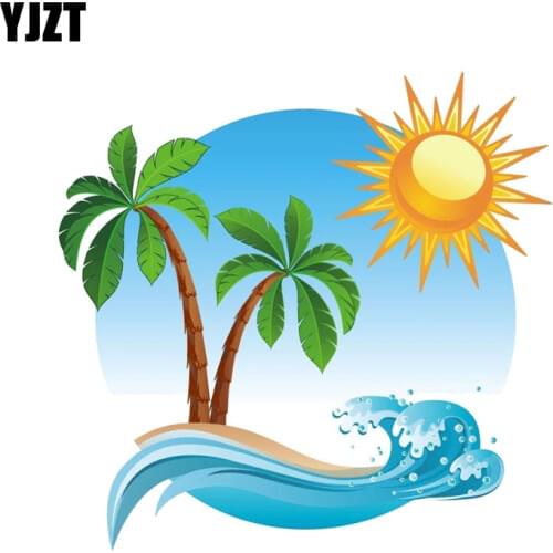YJZT 15.2CM*14.8CM Palm Tree Tropical Island Car Sticker Funny Decal PVC 12-0541