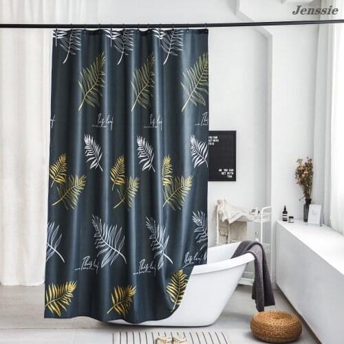 Green White Leaf Feather Shower Curtain For Bathroom Polyester Plants Shower Curtain Printing Curtain Adult Fashion Bath Curtain