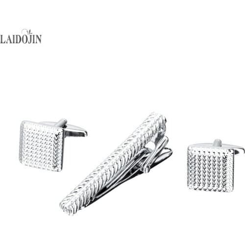 LAIDOJIN Stainless Steel Cuff links necktie clip for tie pin for mens High Quality Antirust tie bars cufflinks tie clip set Gift