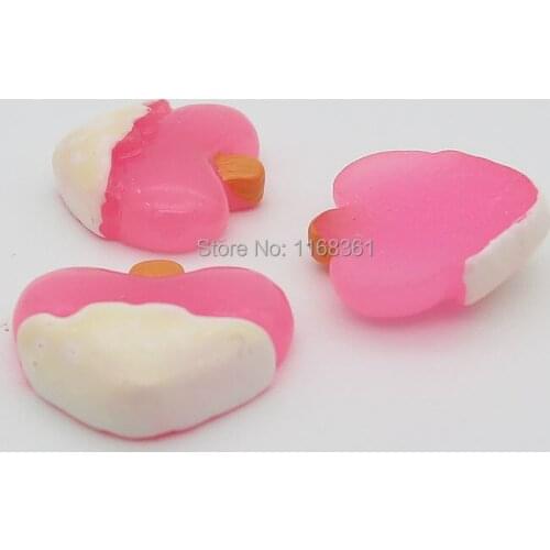 1pcs/lot resin flat back pink love shape Icecream 16mm simulation of food Cabochon Scrapbook DIY phone decoration B405-11
