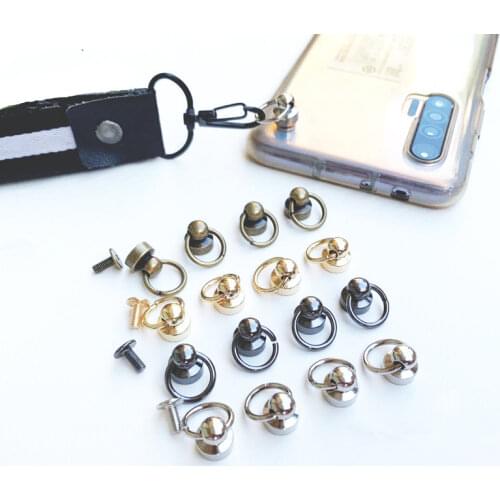 10 Set Pull O Ring Buckle Rivets Studs with Rotary Metal Ball Post Nail Leather Rivets Case Decor Craft DIY Garment Accessories