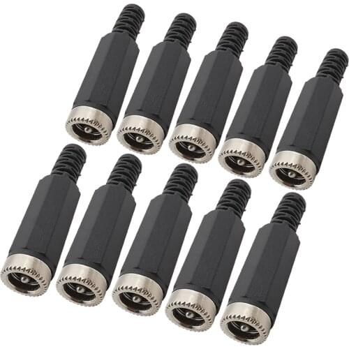 10Pcs 5.5 x 2.1mm DC Power Female Plug Solder Wire Connector 5.5*2.1mm DC Socket Jack Assembly Welding Adapter for DIY Projects