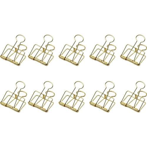 10Pcs Retro Metal Hollow Out Binder Clip Invoice Bill Clip Decorative Paper Clips for Office Home School Use (Golden, Large)