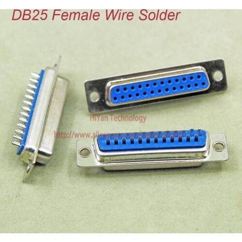 10pcs/lot) DB25 25P Parallel Port DB25 25 Pin D Sub Female Wire Solder Connector DB25 Socket Plug COM Adapter