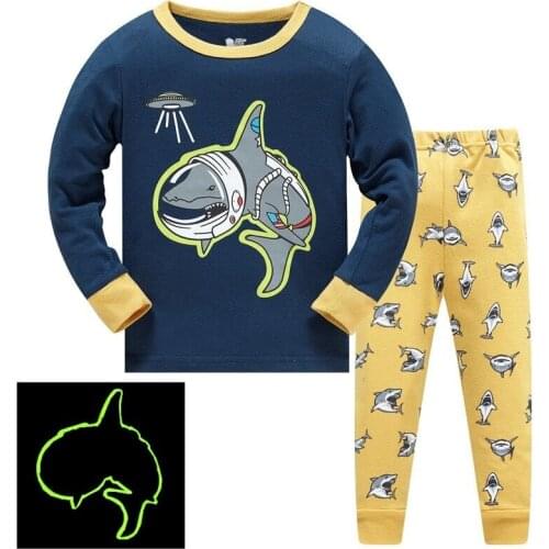 2020 New Arrival Pyjama Dinosaur Go Autumn Winter Childrens Pajamas Christmas Costume Shirt Two Piece Suit 3-8T