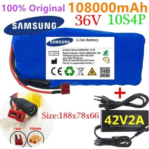 36V 108Ah 10S4P Lithium Battery Pack 18650 108000mAh 600W 500W 450W 350W 250W Ebike Electric Car Bicycle Motor Scooter