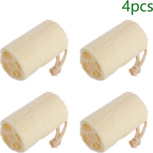4pcs Natural Loofah Sponge Body Shower Exfoliating Puff Scrubber Removing Horniness for Men Women Bath Supplies
