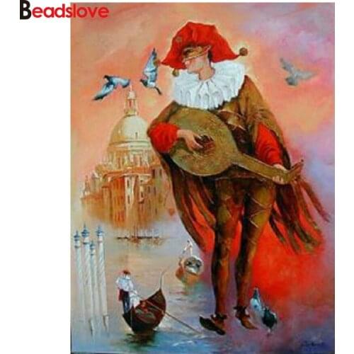 5D Diamond Painting Cross Stitch Guitar clown landscape DIY full square Diamond Embroidery mosaic rhinestone Diamond art decor