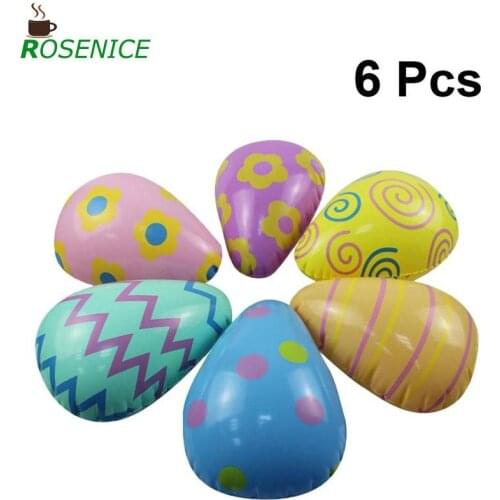 6PCS Easter Egg Balloons Easter Egg Balloons Decor Cartoon Easter Egg Balloons Funny Toy Supplies Inflatable PVC Egg Balloons fo