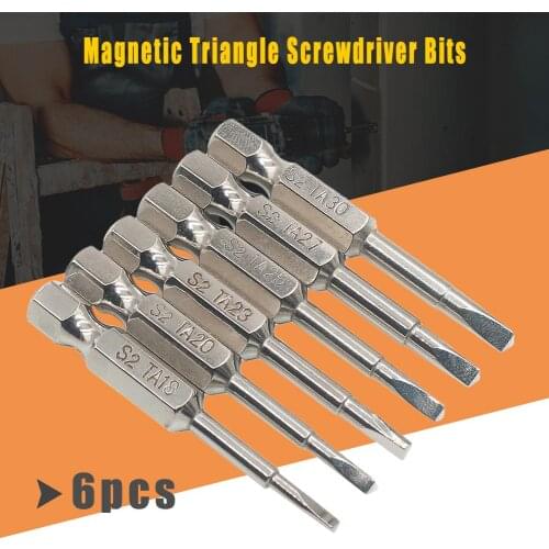 6pcs Magnetic Triangle Screwdriver Bits S2 Steel 1/4 inch Hex Shank Screwdriver Bit Set DIY Hand Tools