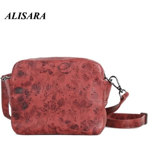 Alisara Women Mini Messenger Bag Genuine Leather Luxury Handmade Ladies Small Satchels Organizer Cell Phone Crossbody Pack