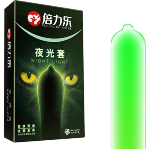 Safer Fluorescent Condoms Pleasure More Night Light Condom 1 Box Glowing Condoms for Men Women Adult Sex Products Delay Porno