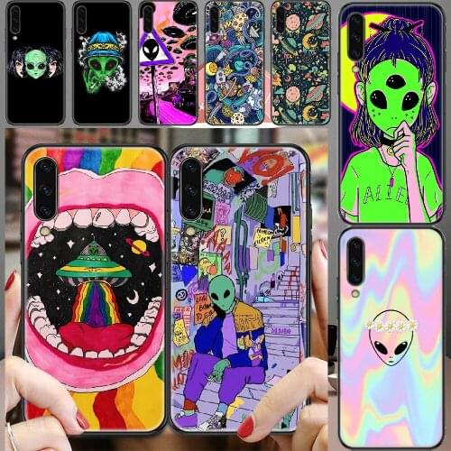 Alien Aesthetics Art Cartoon Phone case For Samsung Galaxy A 3 5 7 8 10 20 21 30 40 50 51 70 71 E S 2016 2018 4G black luxury