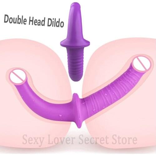 Double Head Glans Simulation Dildo Realistic G Spot Stimulate Soft Silicone Penis Big Dick Anal Plug Sex Toys For Women Lesbian