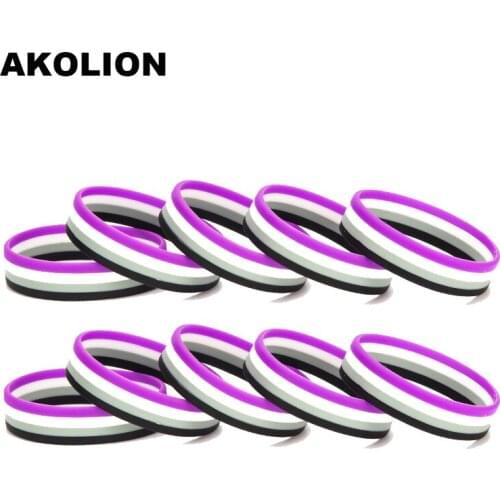 Gay Pride Asexual Silicone Rubber Bracelets Sports Wrist Band Bangle 10pcs/lot SLP-0004