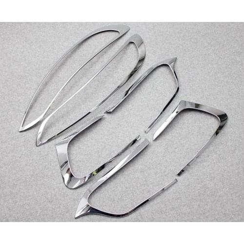 Chrome Head light Cover + Tail Light Front Rear Lamp cover trims Fits Jeep Cherokee 2014-2016