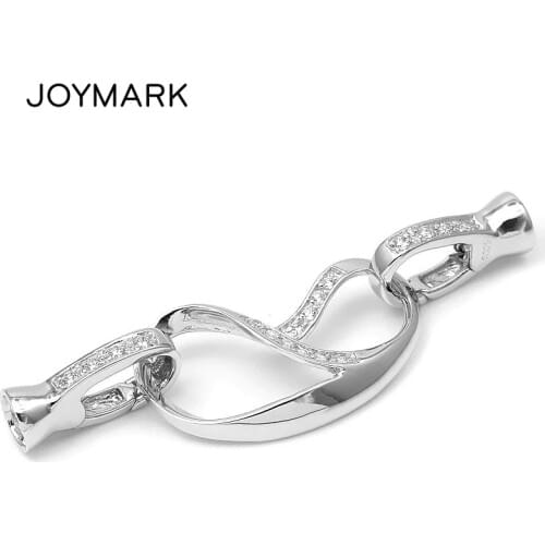 JOYMARK Music Symbol 925 Sterling Silver Zircon Pave Connector Clasps With End Caps For DIY Pearl Gemstone Necklace SC-CZ130