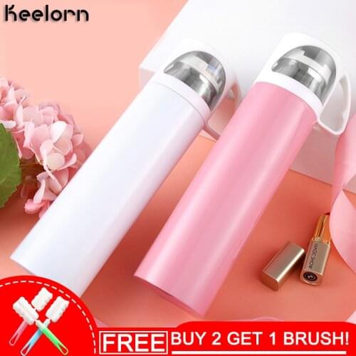 Keelorn 500ml Vacuum Flasks Thermos Cup 304 Stainless Steel New Transparent Portable Thermal Insulation Mug Business Vacuum Cup