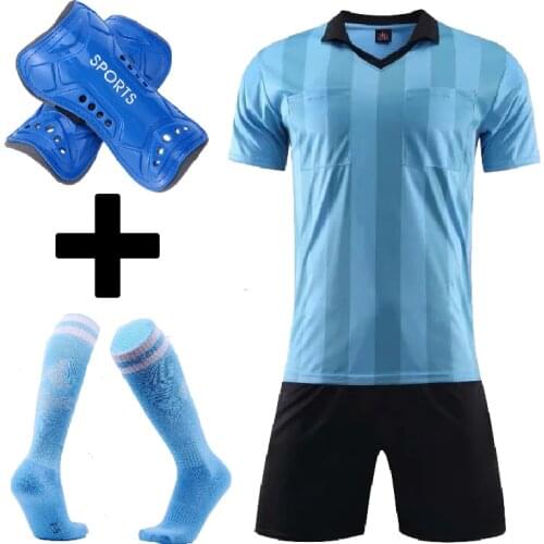 Mens referee soccer jerseys set survetement Football Kit judge football uniform tracksuits mens training football shirt set
