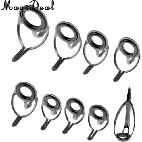 9pcs Fishing Rod Guide Tip Eye Rings Kit for Repairing 6# 8# 10# 12# 16# 20