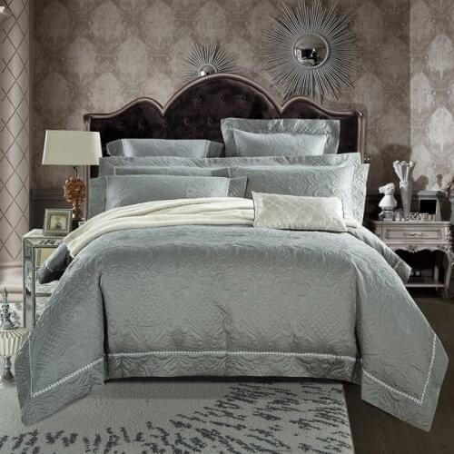 2017 Egyptian Cotton grey color Luxury Bedding set 4/7Pcs King Queen size bed sheet set Duvet cover pillow shams