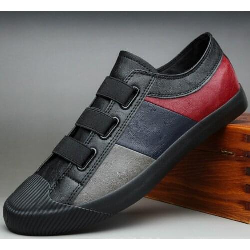 Spring/Autumn Mens Vulcanize Shoes Lazy Casual Mens England Joker Loafer Mixed Colors Elastic Band Mens Black Sneakers Loafer